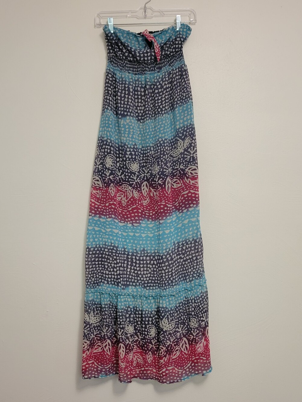 Roxy Strapless Maxi Dress With Tie Bust Size Small